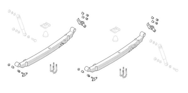 Rear Leaf Springs (Pair) Complete With Fitting Kit (3+2 Leafs)