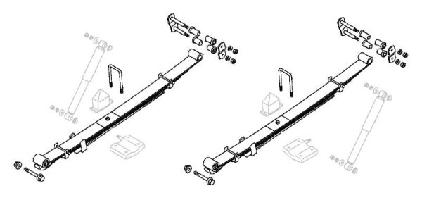 Rear Leaf Springs (Pair) Complete With Fitting Kit (4+1 Leafs)